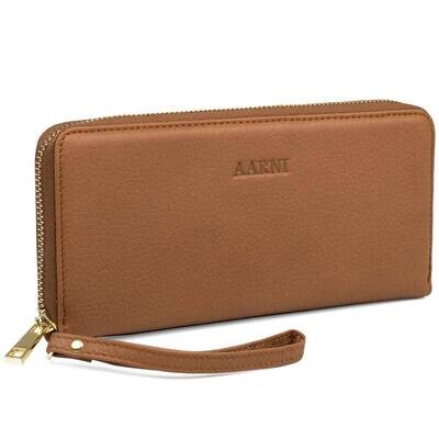 AARNI Hirvennahkainen clutch-lompakko konjakki