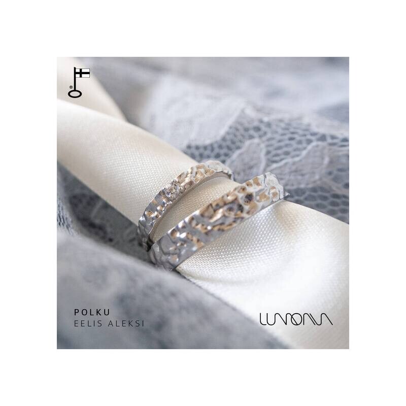 Lumoava Polku sormus 5mm valkokulta