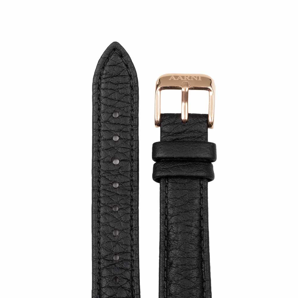 AARNI Hirvennahkainen kelloranneke 16mm, musta