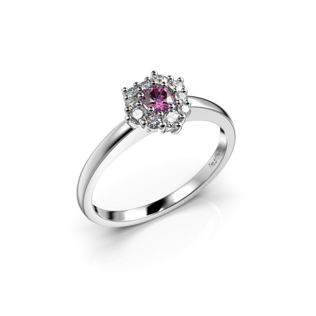 Festive Nadja Halo Pink timanttisormus