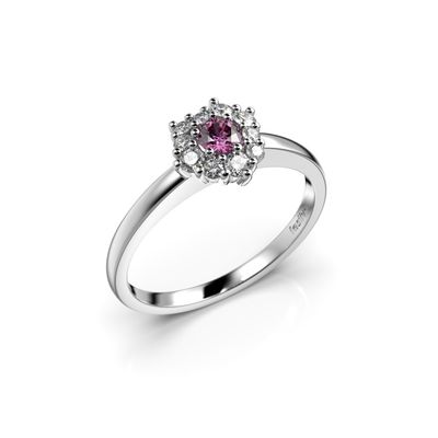 Festive Nadja Halo Pink timanttisormus