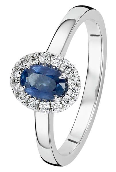 Kohinoor Olivia timanttisormus safiirilla