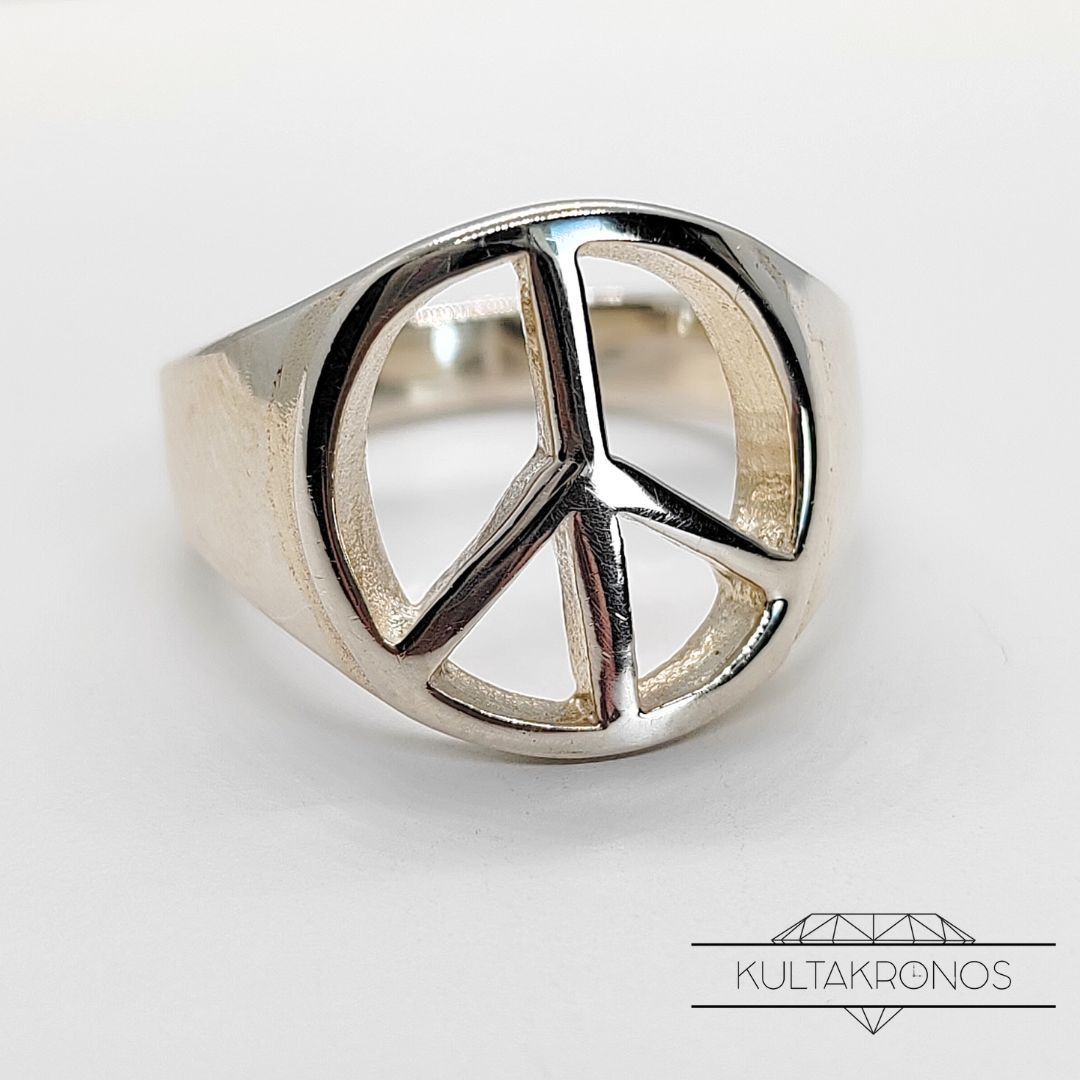 Hopeinen peace-sormus