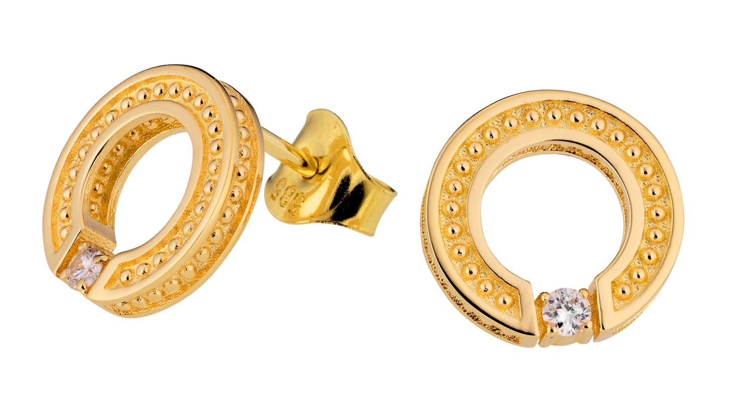 Lumoava Aina korvakorut laboratoriotimantilla, keltakultaa