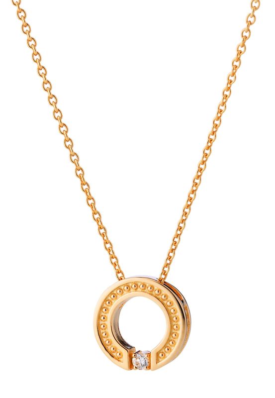 Lumoava Aina riipus laboratoriotimantilla, keltakultaa