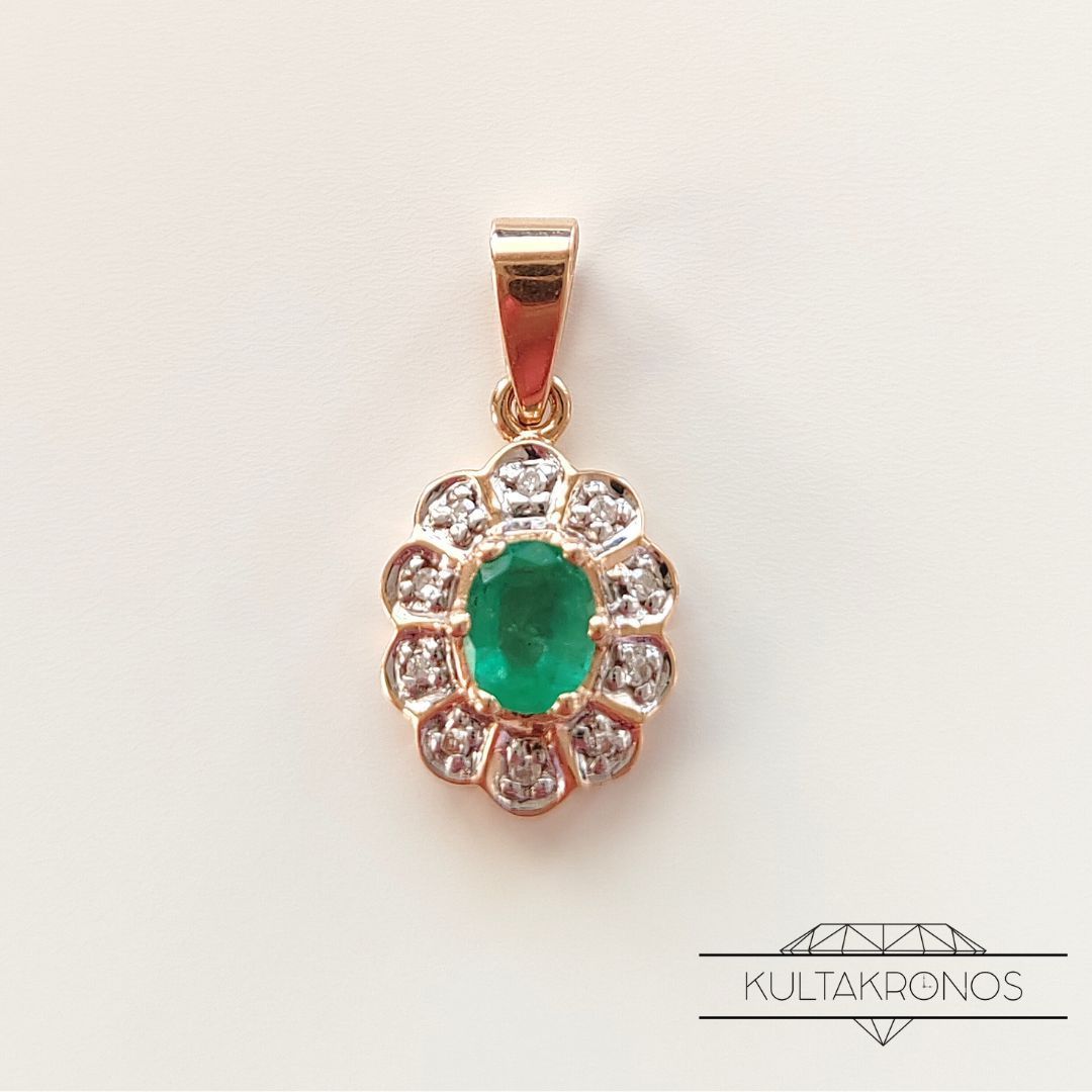 Vihreä smaragdi & timantti riipus Vihreä smaragdi & timantti riipus
