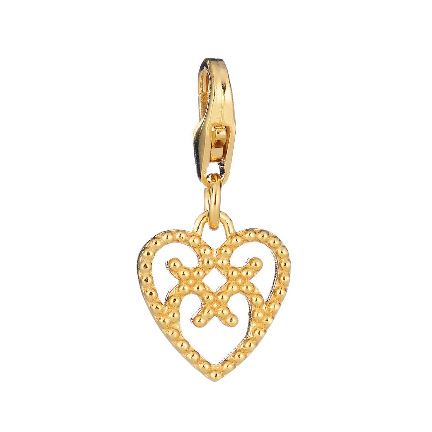 Lumoava Helmi sydän charm, keltakullattua hopeaa