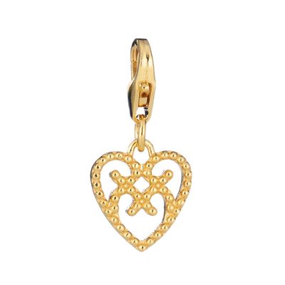 Lumoava Helmi sydän charm, keltakullattua hopeaa