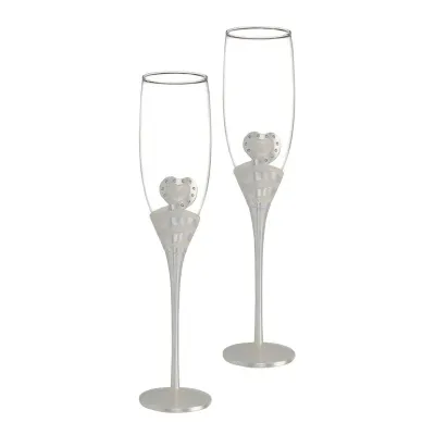 Kuohuviinilasit hopeoidulla metallijalalla, 2 kpl