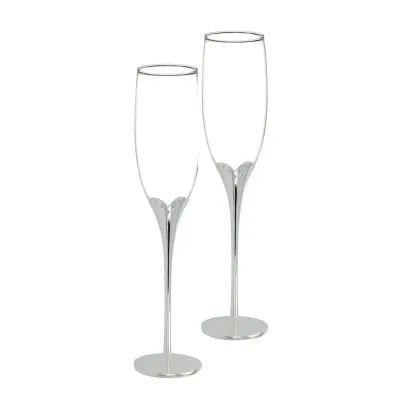 Kuohuviinilasit hopeoidulla metallijalalla, 2 kpl