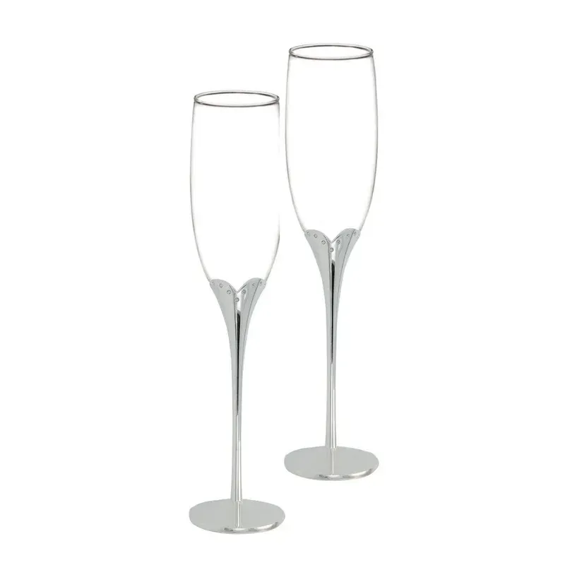 Kuohuviinilasit hopeoidulla metallijalalla, 2 kpl