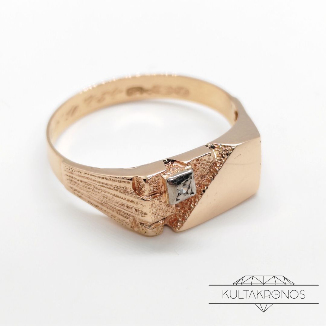 Kultainen kantasormus timantilla - 1983