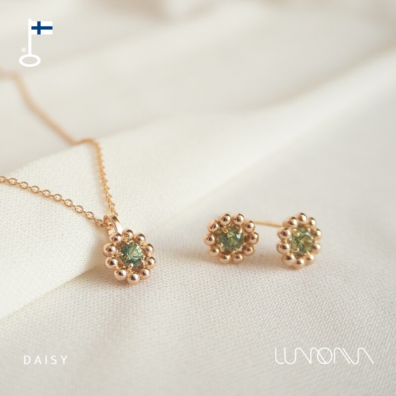 Lumoava Daisy riipus vihreällä safiirilla