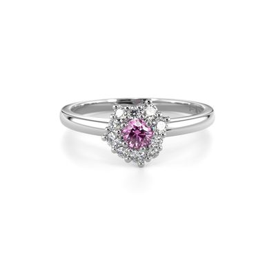 Festive Nadja Halo Pink timanttisormus