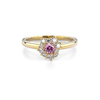 Festive Nadja Halo Pink timanttisormus