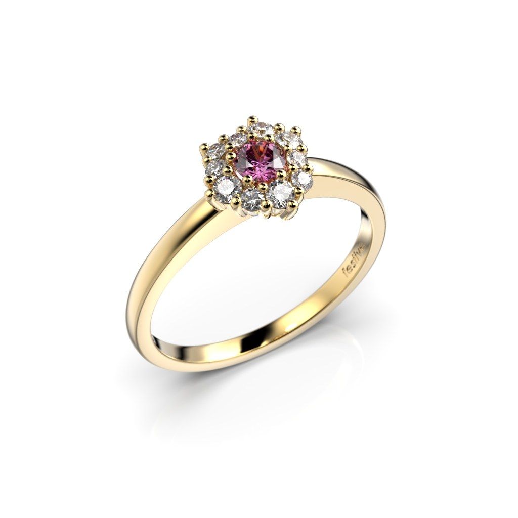 Festive Nadja Halo Pink timanttisormus