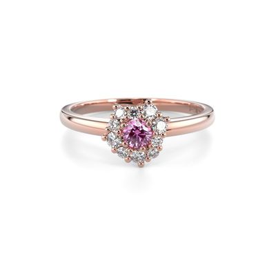 Festive Nadja Halo Pink timanttisormus