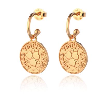 Lumoava Penny korvakorut, keltakullattu hopea