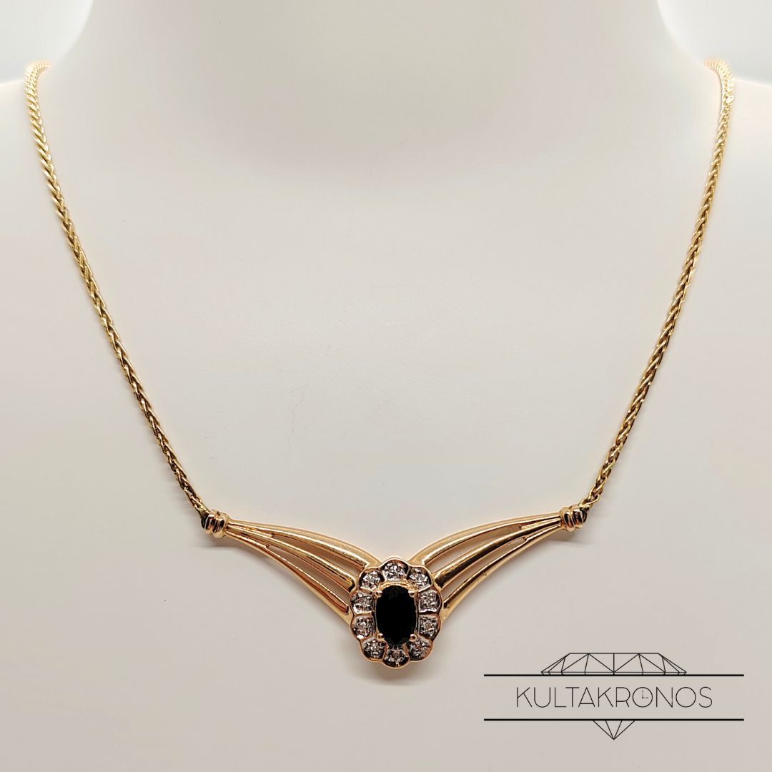 Sinisafiiri &amp; timantti kaulakoru - 1998