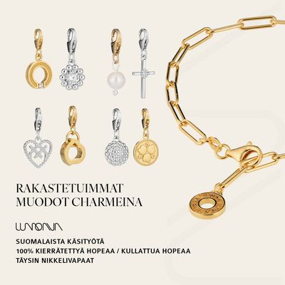Lumoava Aina charm, hopeaa