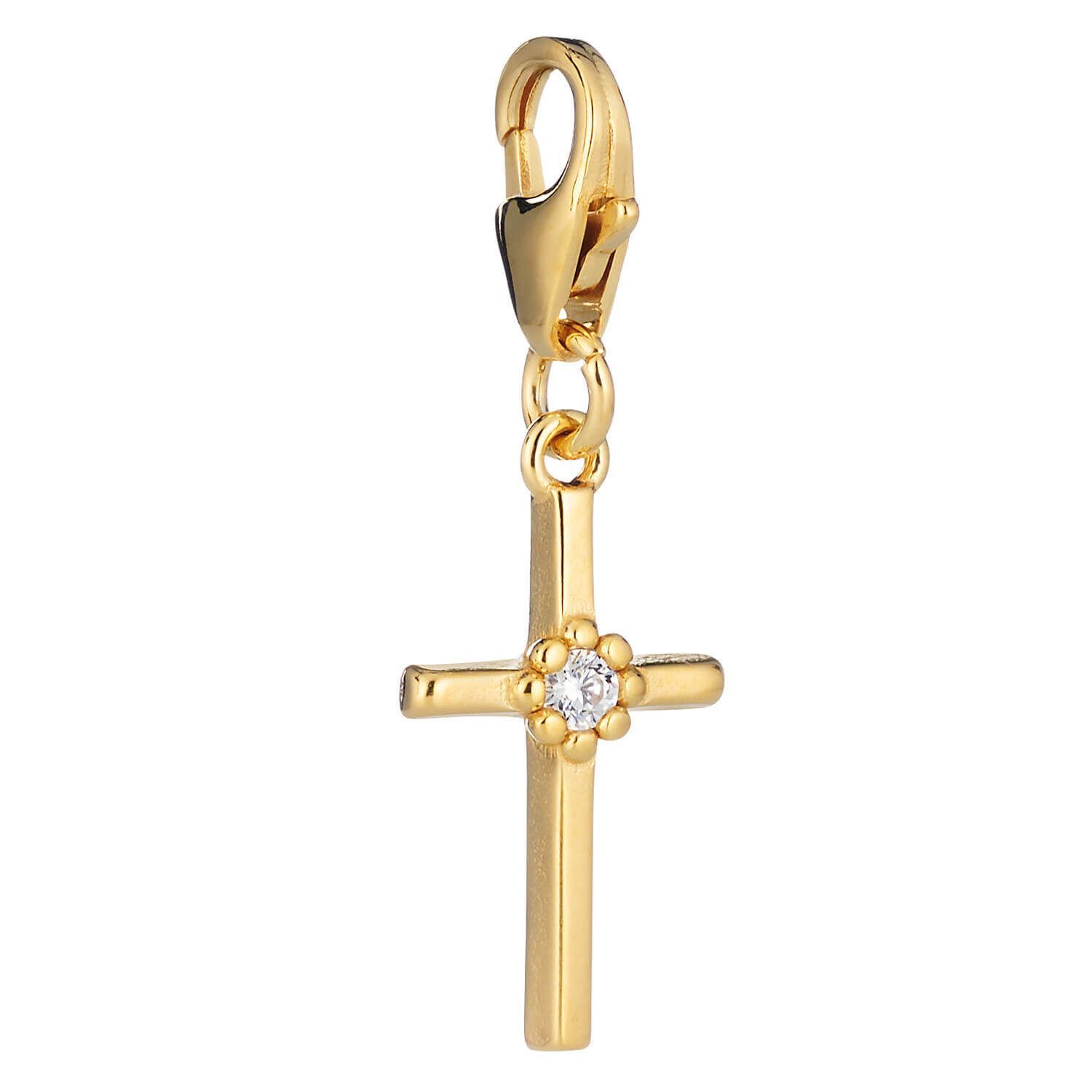 Lumoava Daisy risti charm, keltakullattua hopeaa