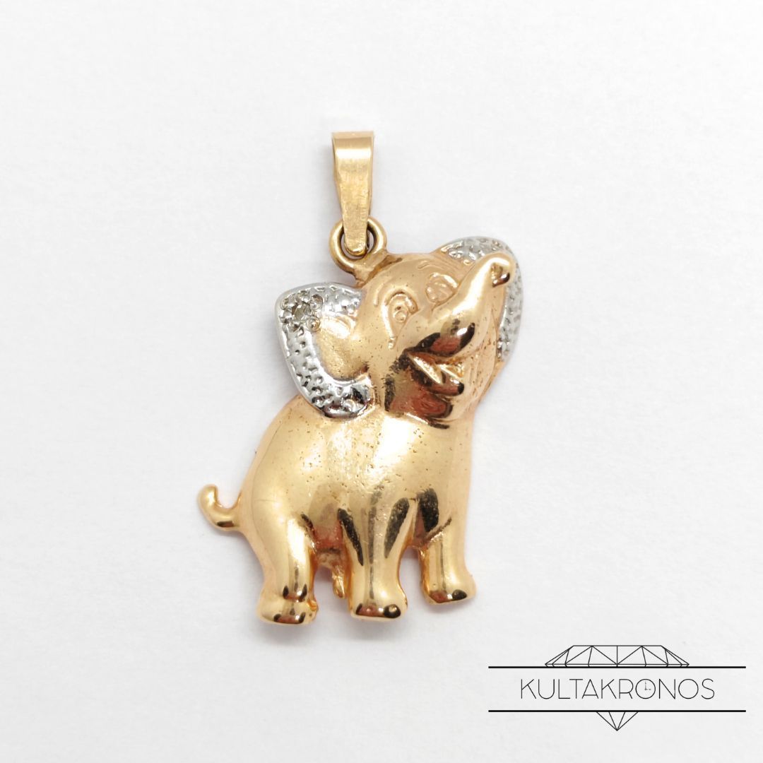 Kultainen elefantti -riipus timanteilla