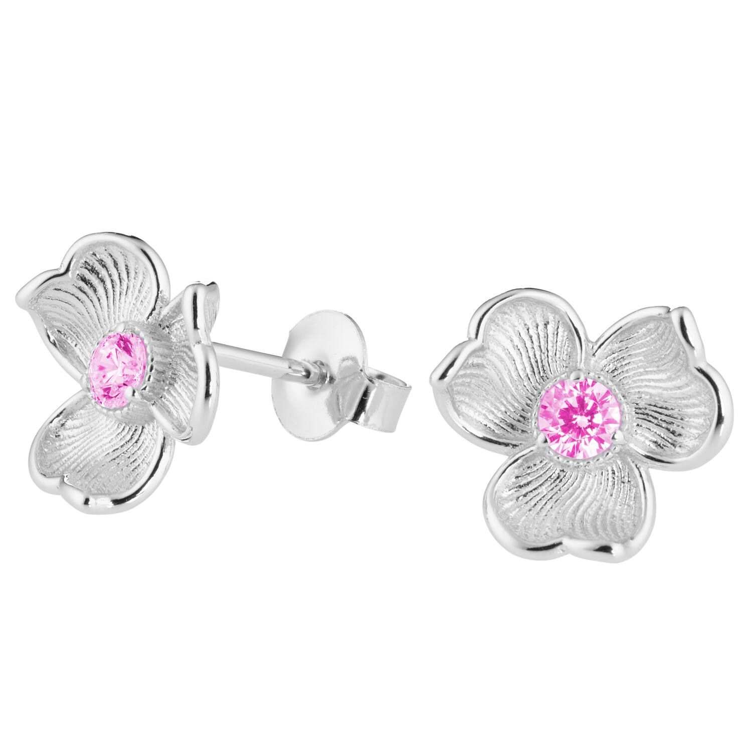 Lumoava Anna korvakorut pinkillä kivellä, hopeaa