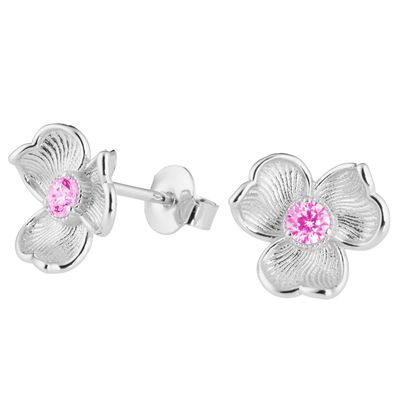 Lumoava Anna korvakorut pinkillä kivellä, hopeaa
