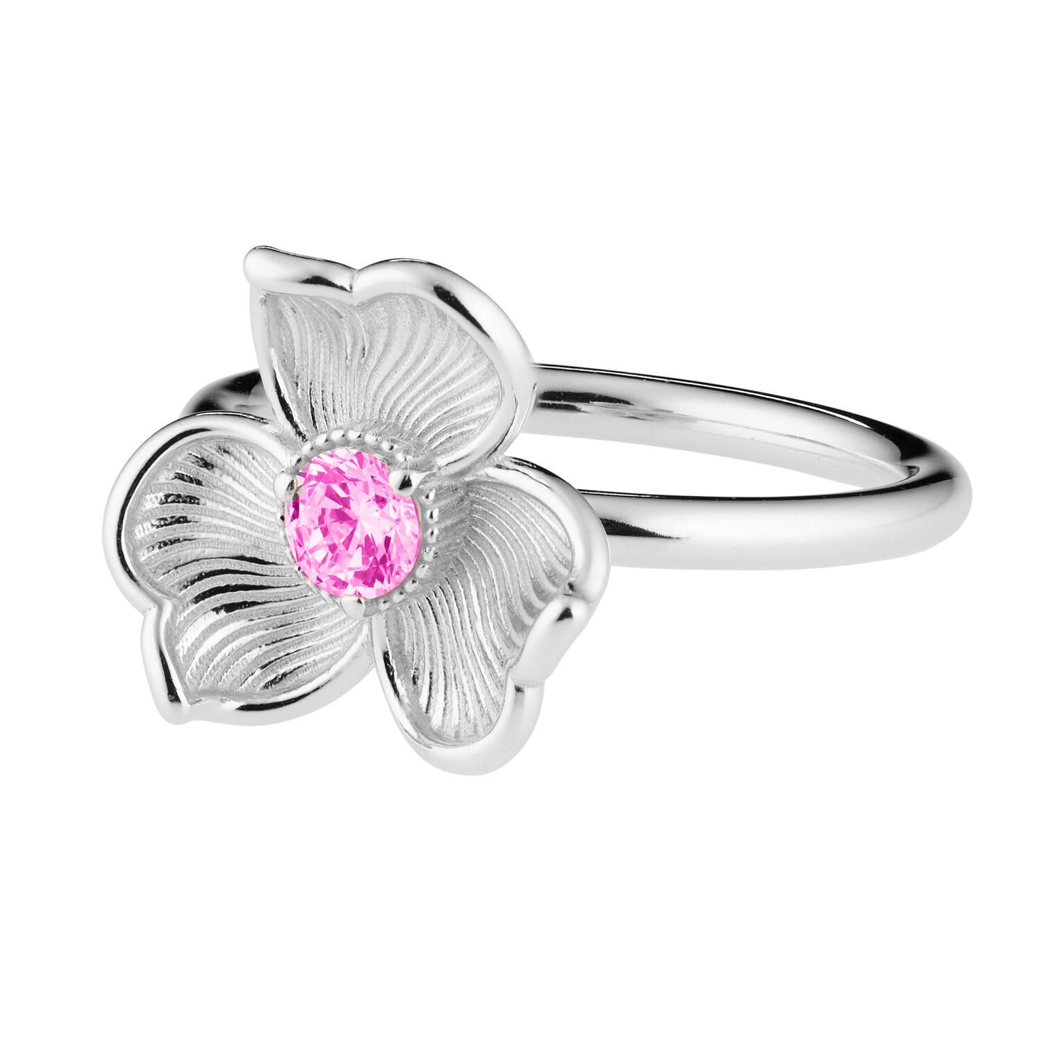 Lumoava Anna sormus pinkillä kivellä, hopeaa