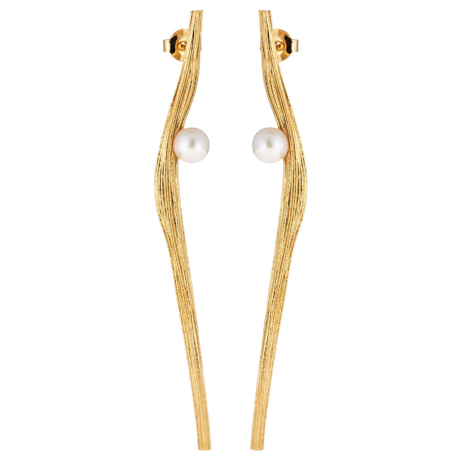 Lumoava Uoma korvakorut pitkä, keltakullattua hopeaa