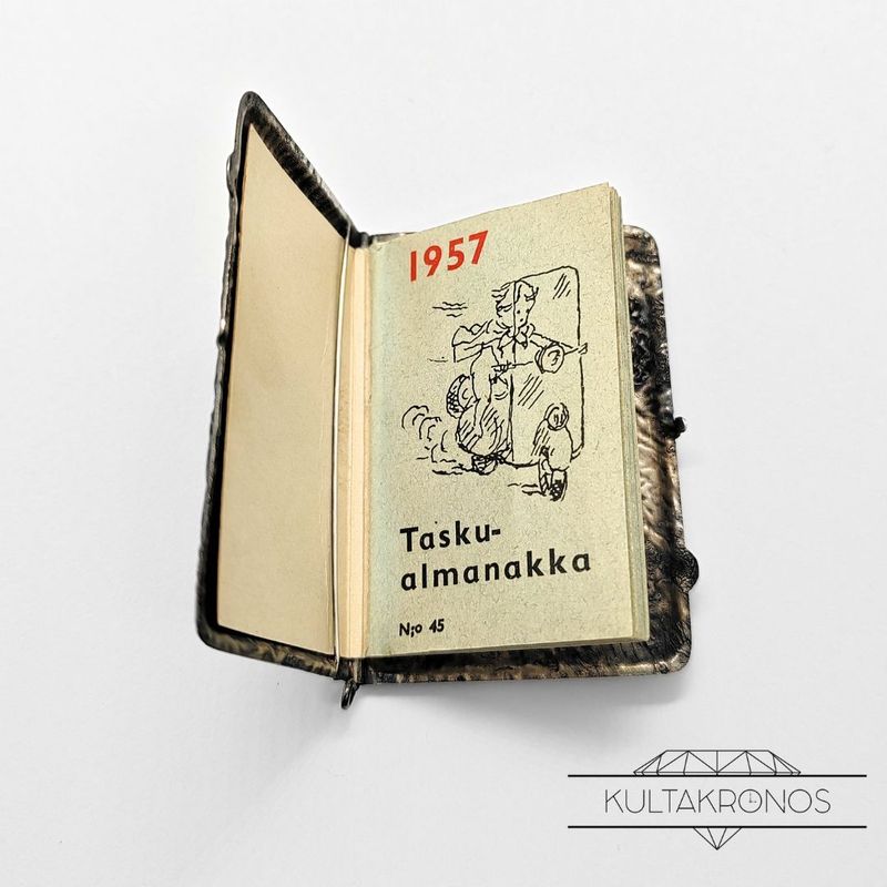 Hopeinen taskualmanakan kotelo - 1949