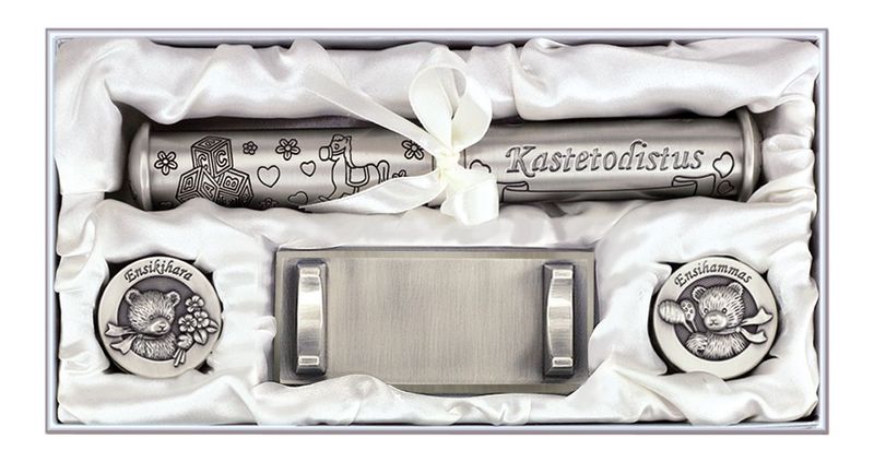 Kastetodistus jalustalla, ensikihararasia ja ensihammasrasia
