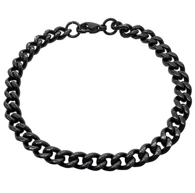 Catwalk Jewellery Musta teräksinen panssariketjurannekoru