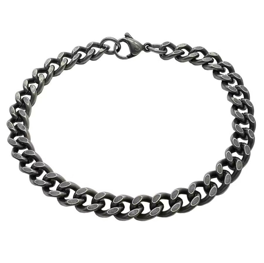 Catwalk Jewellery Oksidoitu teräksinen panssariketjurannekoru