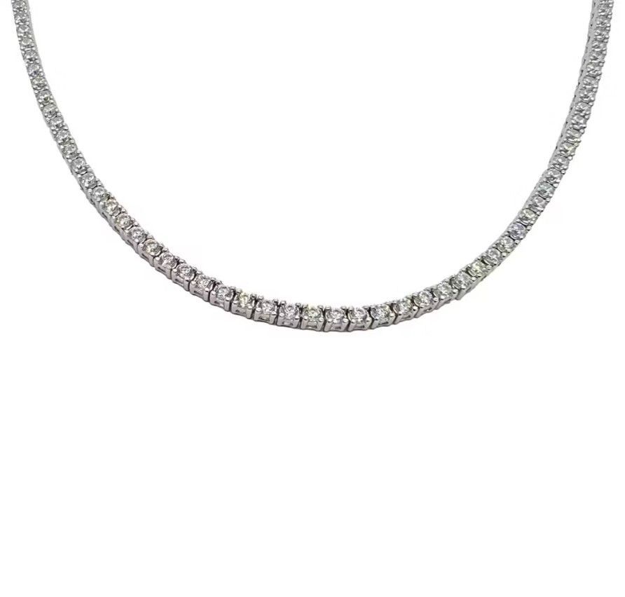 Catwalk Jewellery Hopeinen tenniskaulakoru zirkoniakivillä
