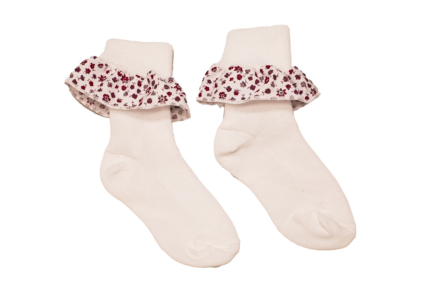 JS Girls&#39; Floral Trimmed Socks