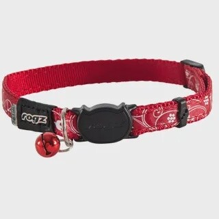 Rogz Cat Collar Silkycat Safeloc Red Filligree 11mm