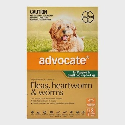 Fleas, heartworm &amp; worm spot on puppies and small dogs up to 4kg