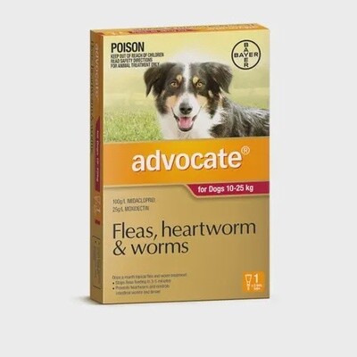 Fleas, heartworm &amp; worm spot on dogs 10-25kg