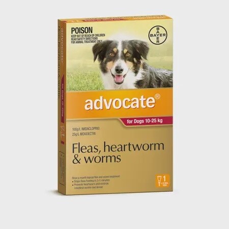 Fleas, heartworm &amp; worm spot on  dogs 10-25kg