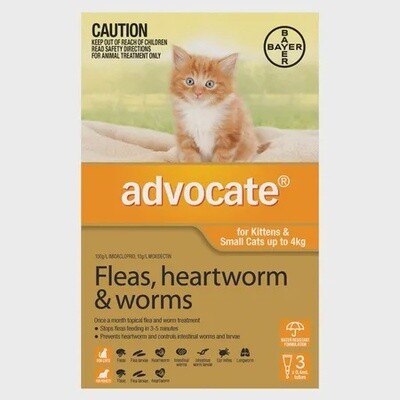 Fleas, heartworm &amp; worm spot on Kittens &amp; Small Cats up to 4kg