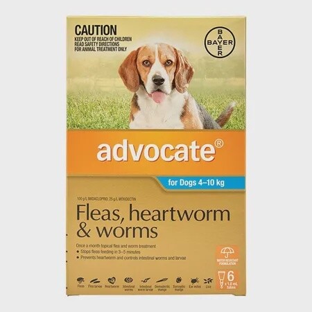 Fleas, heartworm &amp; worm Spot on  dogs 4-10kg