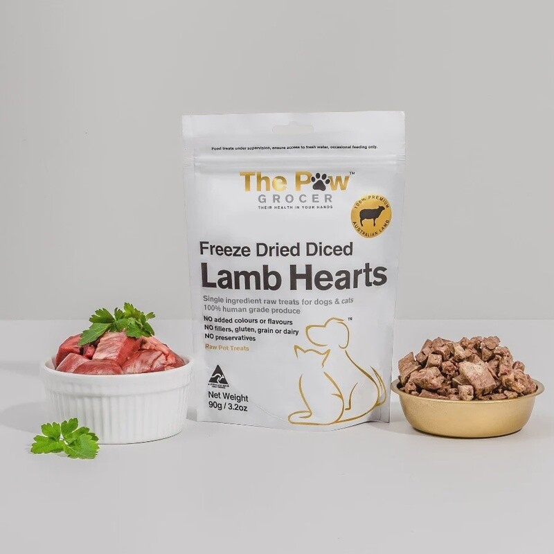 The Paw Grocer Diced Lamb Hearts - 90gm