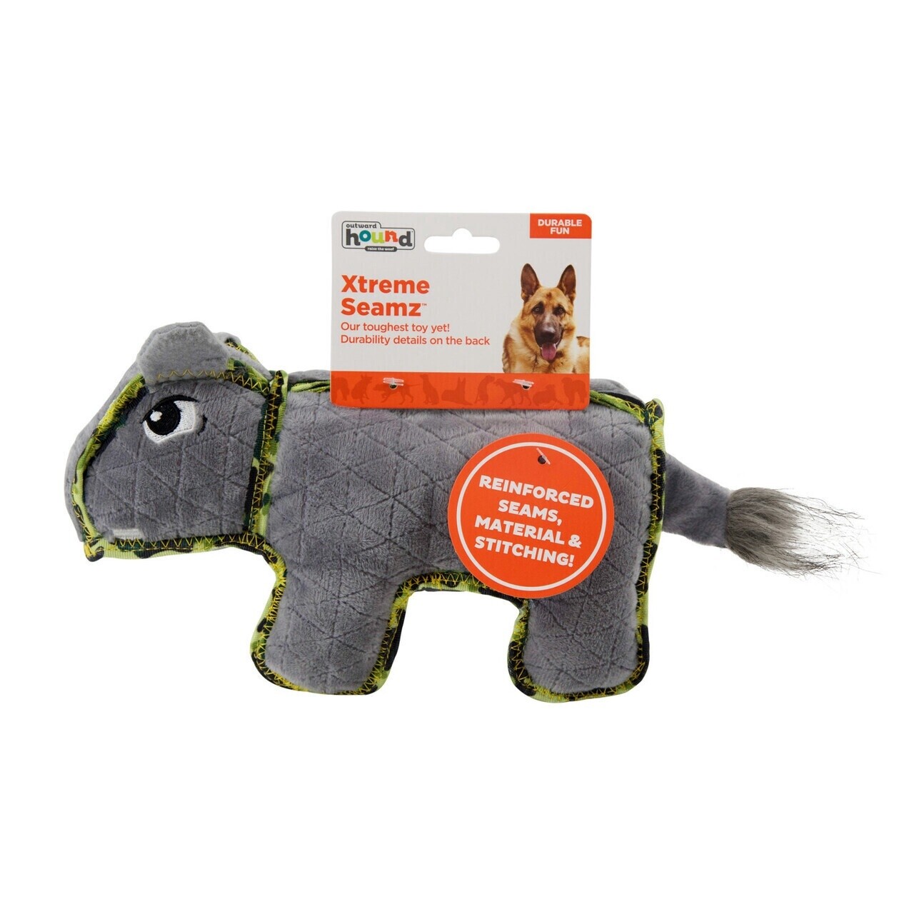 Outward Hound Xtreme Seamz Squeaker Dog Toy, Animal: Hippo