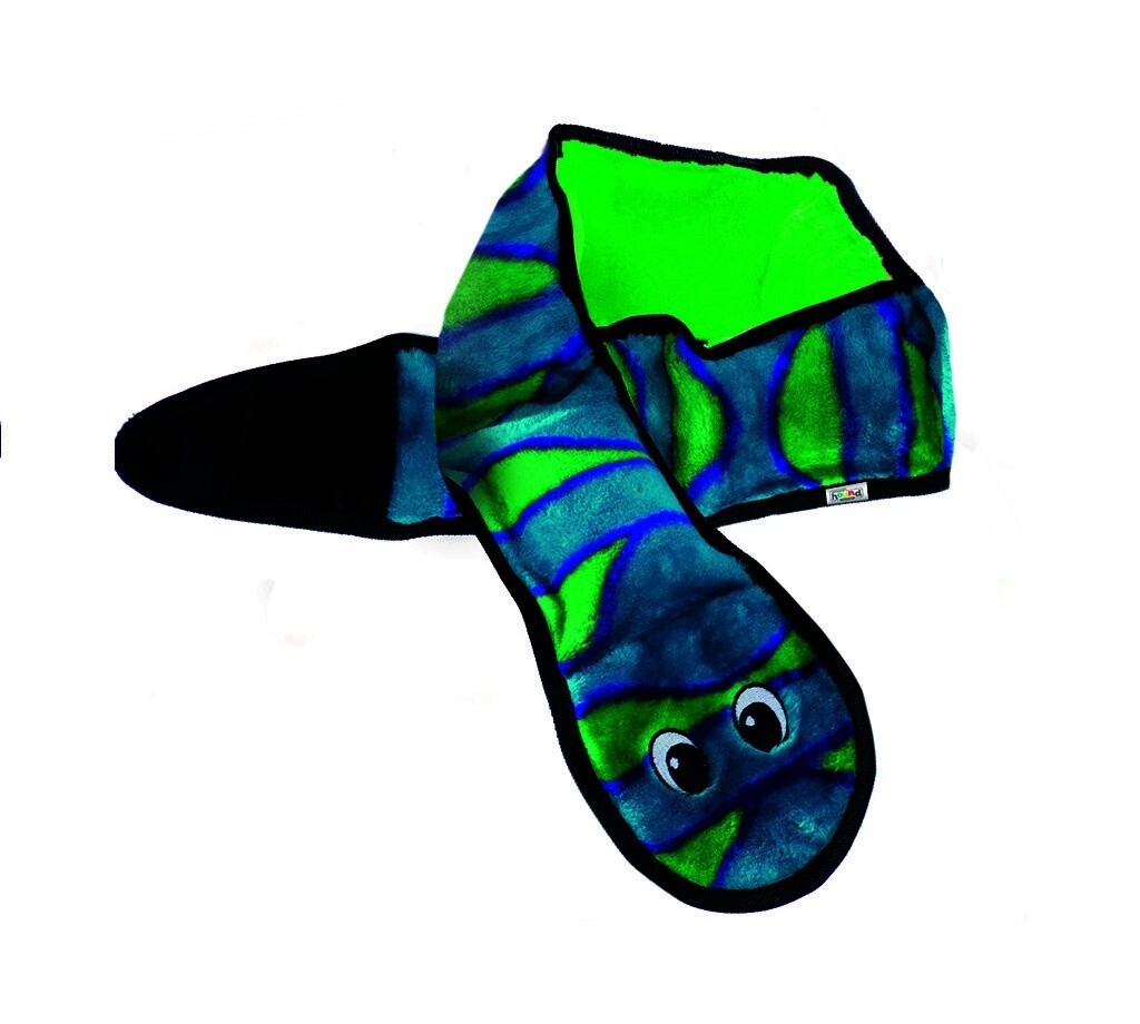 Outward Hound Invincibles Snake, Animal: 6 Squeaker, Colour: Blue/Green