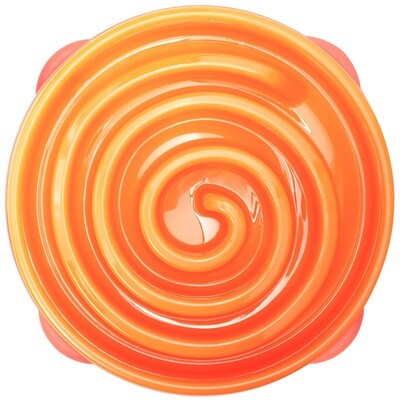 Fun Feeder Slow Bowl, Colour: Orange Maze, Size: Regular