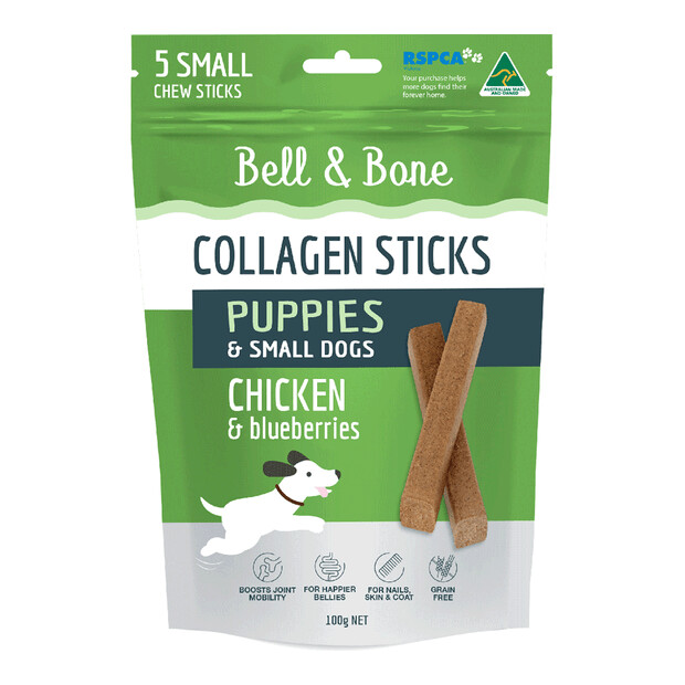 Bell &amp; Bone Collagen Sticks Chicken &amp; Blueberries, Size: 100gm/Puppy &amp; Small Dog
