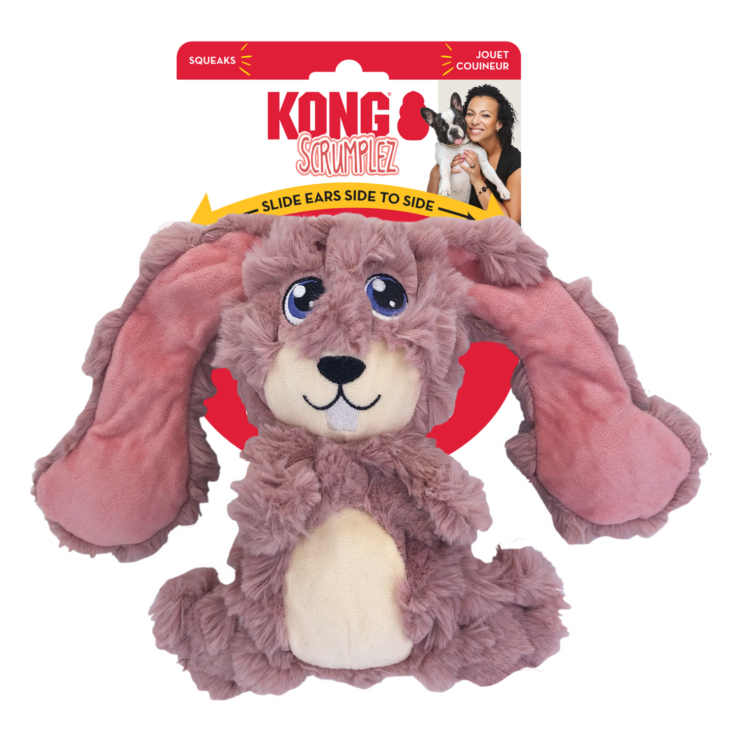 Kong Scrumplez Tug Squeaker Dog Toy, Animal: Bunny