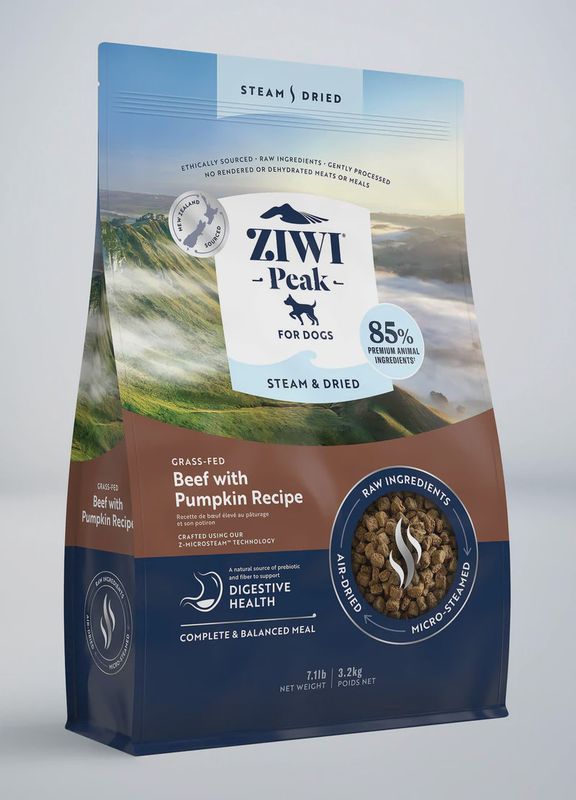 Ziwipeak Steam  Dried Dog Grass Fed Beef &amp; Pumpkin Dog Food