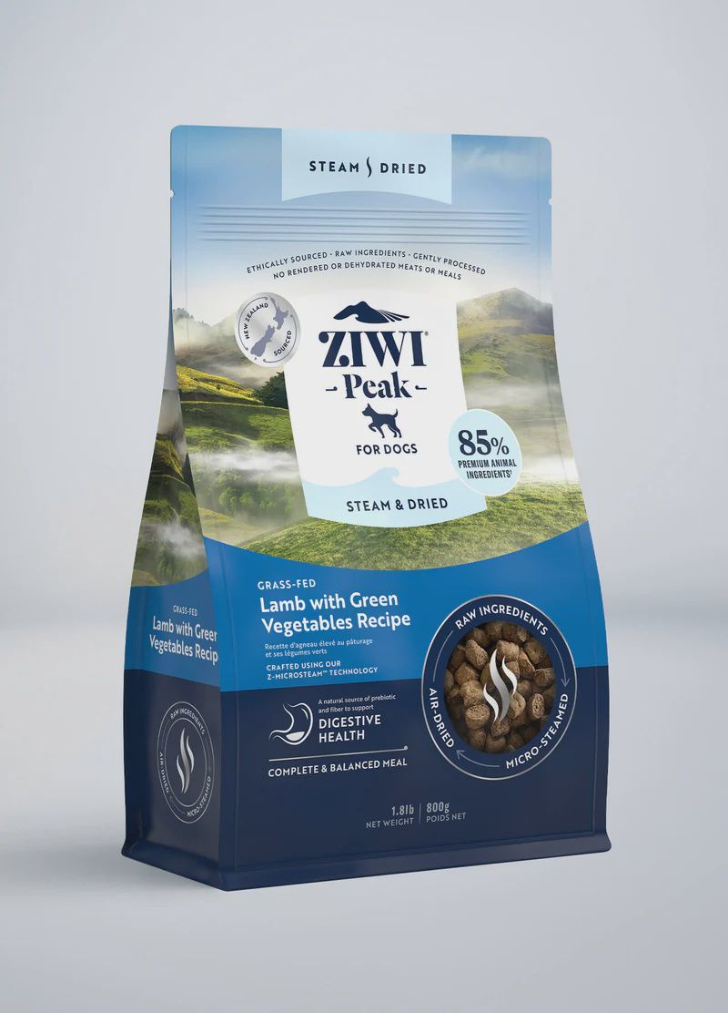 Ziwipeak Steam Dried Dog Grass Fed Lamb with Green Vegetables